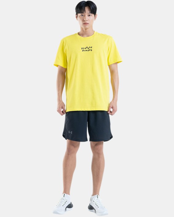 男士UA Checkered Heavyweight短袖T恤 in Yellow image number 2